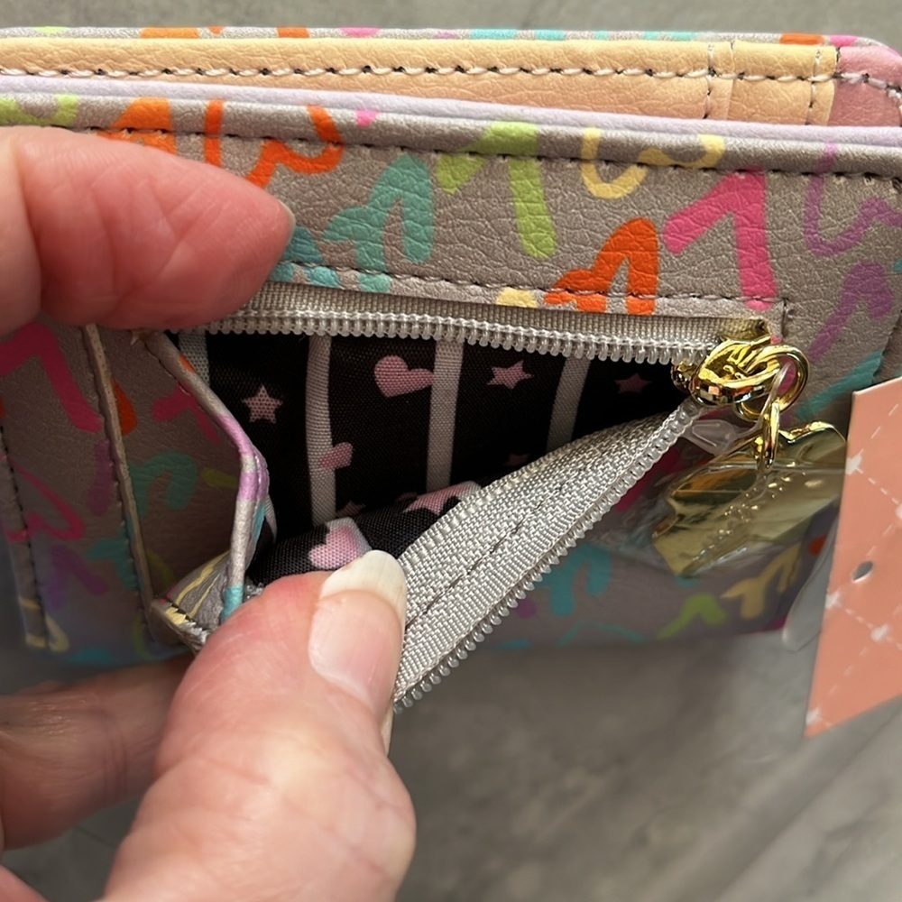 Betsey Johnson LBMONEY GREY MULTI Luv Betsey Wallet Multi bright colors NWT - Picture 5 of 12